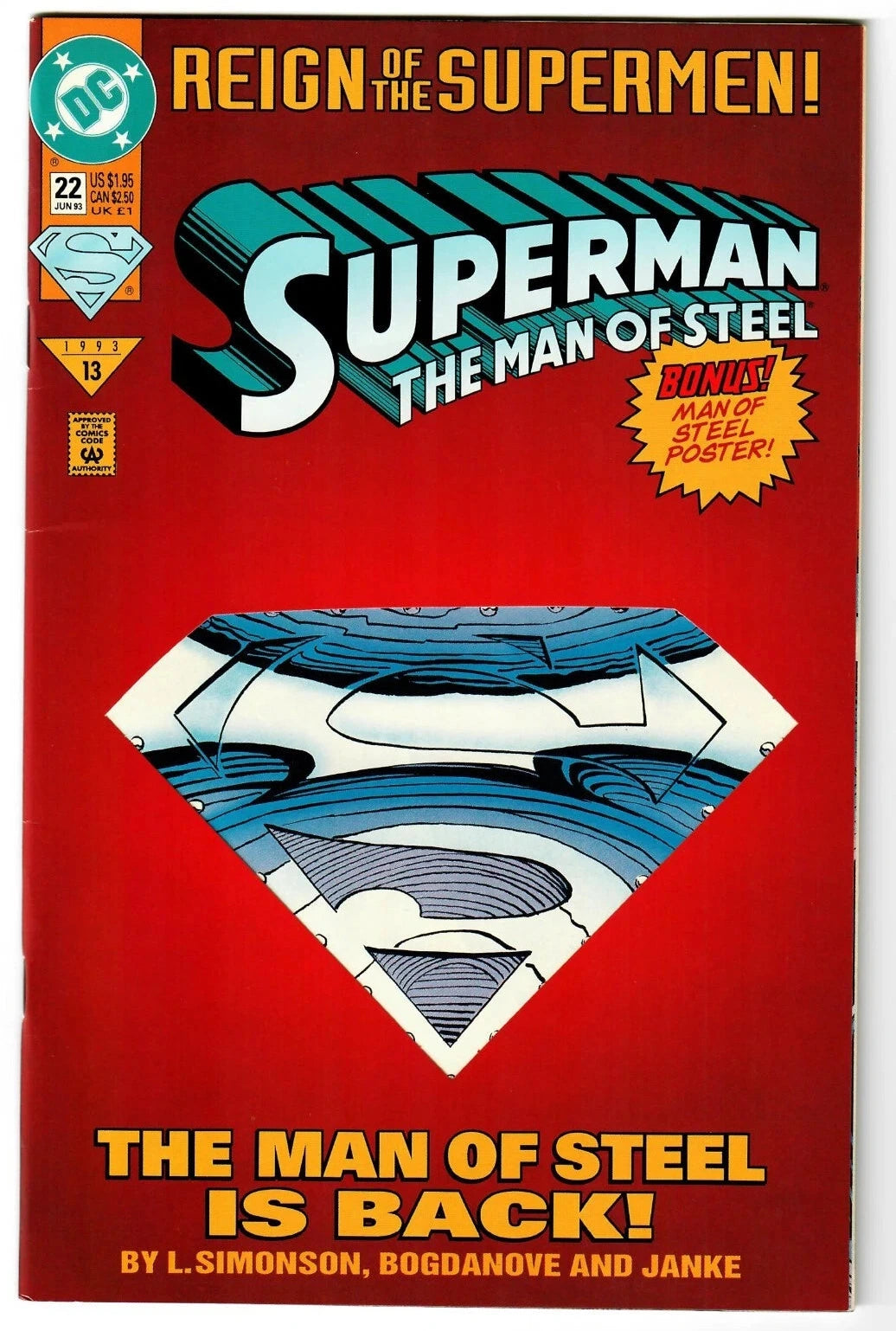 Superman The Man of Steel #22 : Steel (Reign of the Supermen - DC Comics) - Bogdanove & Janke Simonson